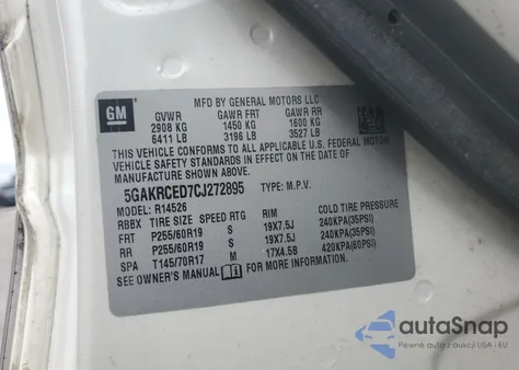 2012 Buick Enclave z USA, uszkodzony, nr VIN 5GAKRCED7CJ272895